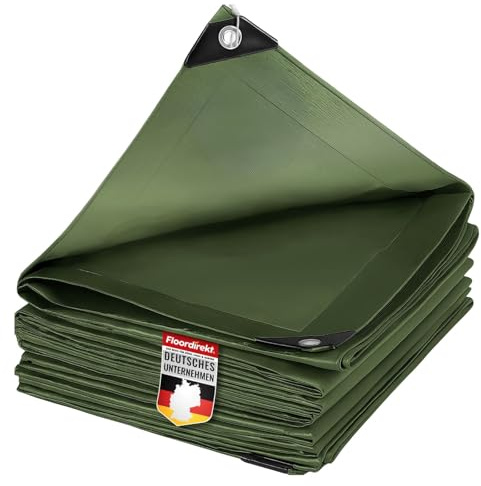 etm Telone 240 g/mq impermeabile 10 x 15 m Verde Telone multiuso per protezione dalle intemperie - Ideale per l'area del giardino - Stabilizzato ai raggi UV, rivestito su entrambi i lati, impermeabile