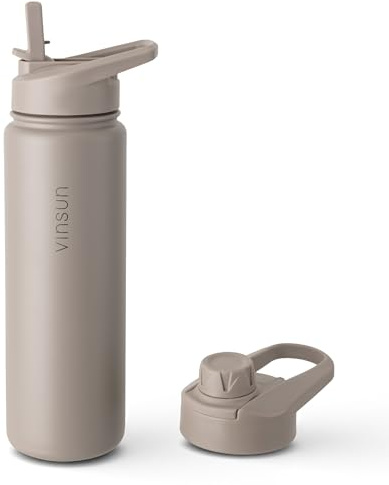 Vinsun Stainless Steel Water Bottle 750ml - Leakproof, Keeps Drinks Hot & Cold, BPA Free, Straw Lid, Drinking Opening - Drinks Bottle for Gym, Outdoor