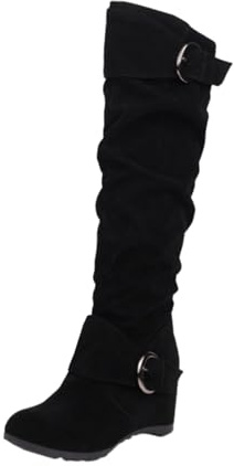 Allbestop Boots, La Modeuse-Bottes, Cuissardes Mi-Hautes en Suédine Bottes Longues pour Femme Talons Hauts Des Femmes Chaussures à Talons Hauts Bottes Femme Cuir Mollet Large Mollets Fins(Noir,40)