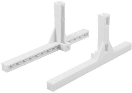 Healeved 2pcs White Plastic T-shaped Wire Grid Display Holder with Stable Base Legs Compatible Wire Wall Support Stand for Tabletop Office Bathroom Trade Shows Easy DIY Assembly