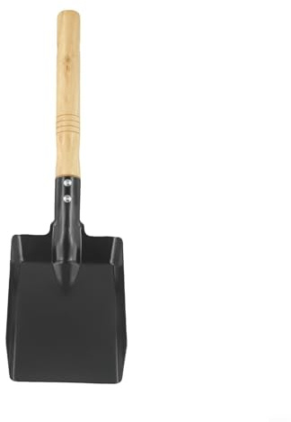 Pelle de cheminée en fer avec poignée en bois pour enlever les cendres et la saleté pour fours, grills, poêles, pelle de nettoyage efficace pour intérieur et extérieur, noir, 38 x 9,5 cm, 45 x 21,8 cm