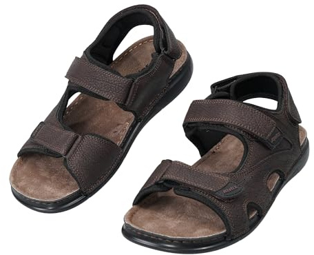 JOMIX Sandali Sportivi Uomo con Chiusura a Strappo Sandali da Camminata Comodo in Pelle Sintetica Scarpe Aperte Casual per Estate e Tempo Libero, MOX260377, Marrone, 44 EU