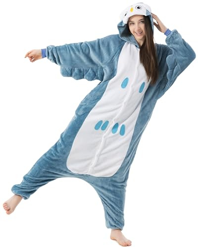 Katara 1744 - Costume Animale Pigiama intero Kigurumi Carnevale, Gufo - Taglia M