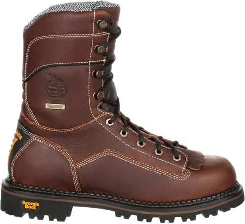 Georgia Boot AMP LT Logger Low Heel Waterproof Work Boot, Brown, Size 10(W)