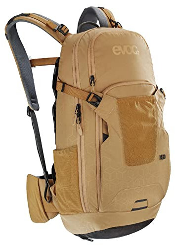 EVOC NEO 16l Protektor Rucksack, Fahrradrucksack, (Backpack mit TÜV/GS-zertifizierter AIRSHIELD Protektortechnologie, 360° Belüftung, inkl. Regenhülle, Größe: L/XL), Gold