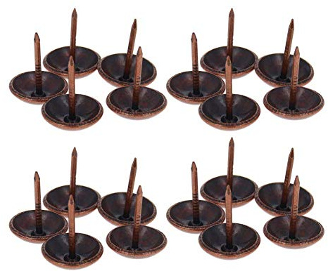 MroMax - Clavos para tapicería (14 mm, diámetro de la cabeza, redondos, para el pulgar, color rojo, cobre, para muebles de sofá, cabeceros y acabado en níquel, 20 unidades)