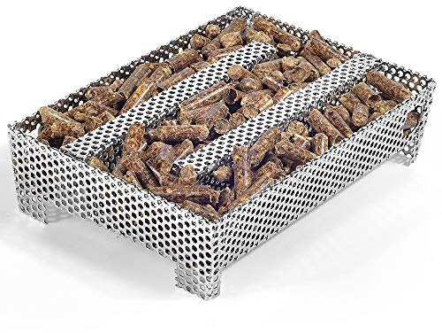 12 cm x 20 cm pelletsrökbricka 12 timmars böljande rök, röklåda för gasgrillning, kallrökare generator för grillning, som grilltub BBQ rökare perfekt för varmt kallt kött, ost, fisk och fläskrökning