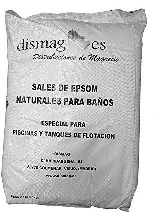 Sal d'Epsom 25 kg, BIO-Source concentrado de magnesio, sal 100% natural, baño y cuidado personal.