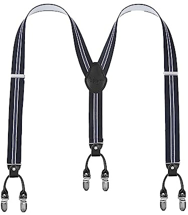 Lafayon Mens Braces 6 Clips Y-Back 3.5 cm Heavy Duty Adjustable Elastic Braces for Men Trousers with Strong Metal Clips and Gift Box