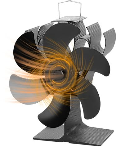 Ventilatore per caminetto a 6 pale, ventilatore per stufe con telecomando, ventilatore a calore per stufe e caminetti a legna, funzionamento silenzioso