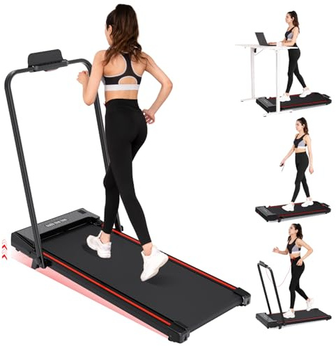 CITYSPORTS Tapis de Course avec Inclinaison Tapis Roulant Pliant 12 KM/H, 4 in 1 Tapis de Marche avec écran LED et Panneau Quick Button, Aucune Installation requise (Black)