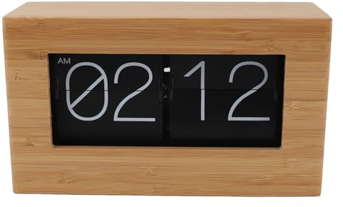 Cryfokt Retro Digital Flip Down Clock, 12 Hours Auto Flip Desk Clock with Large Digital Display, Vintage Design Battery Operated Table Clock for Study, Bedroom, Home, Office Decorations