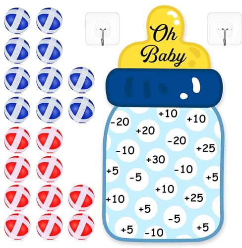 WinnerWhy Baby Shower Party Game Bottle Dart Board with 20 Toss that Sticky Balls Baby Shower Party Game for Guest