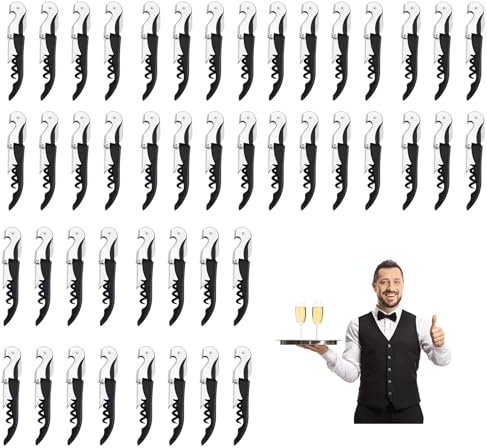 Sommelier Professionale 3 in 1: Cavatappi, Apribottiglie Vino e Lama Corta Capsule - A Leva in Acciaio Inox (24, Nero)