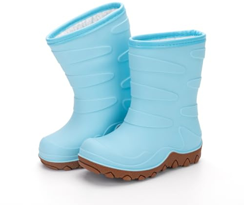 Kids Rain Boots Winter Fleece Lined Snow Boots, Blue, Little Kid Size 11