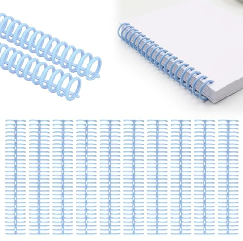 10Pcs Plastic Binding Spines, 19mm / 0.75in Diameter Binding Combs 30 Ring 150 Sheet Capacity Self Cutting Spiral Binding Coils for A4 B5 A5 Paper (Light Blue)