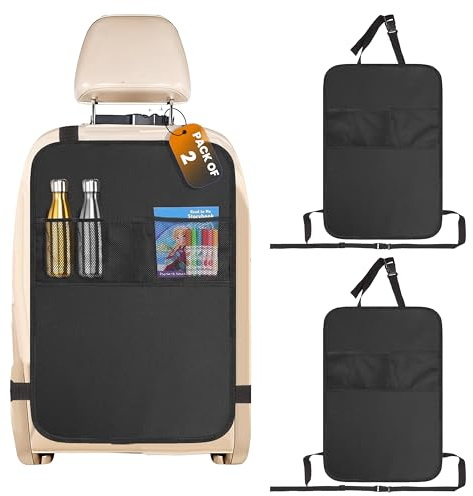 MY DIY Car Back Seat Organiser 2Pack – 65x46cm Car Seat Protector & Kick Mat – Back Seat Protector with Storage Pockets, Screen Holder Water-Resistant Car Seat Organiser for Kids & Toddlers