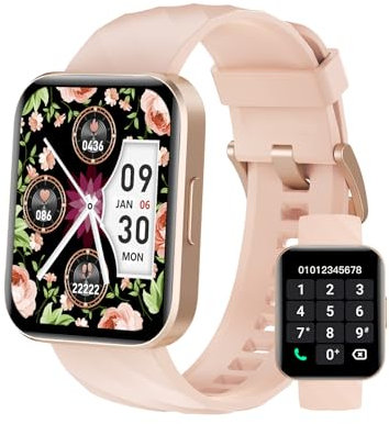 Dakofied Montre Connectée Femme avec Appel Bluetooth Podometre Cardiofrequencemetre Oxymetre Montre Sport Etanche IP68 Cycle Menstruel Suivi Sommeil Calories Notification pour Android iOS Rose
