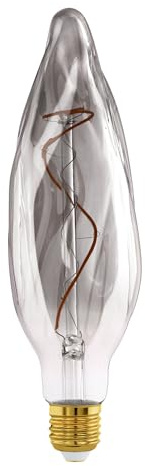 EGLO XXL Dimbar E27-lampa, spiral-LED, retro-glödlampa, stor storlek | extra stor dekorativ vintagelampa i tonat glas, 4 watt, 100 lumen, varmvitt ljus, 2 000 K, längd 25,5 cm