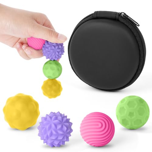 Ainiv Silicona Bolas Magnéticas Anti-Estrés, 4pcs Pelota Antiestres con Texturas Divertidas para Adultos y Niños Mano, Bolitas Magneticas Juguetes sensoriales (Color)