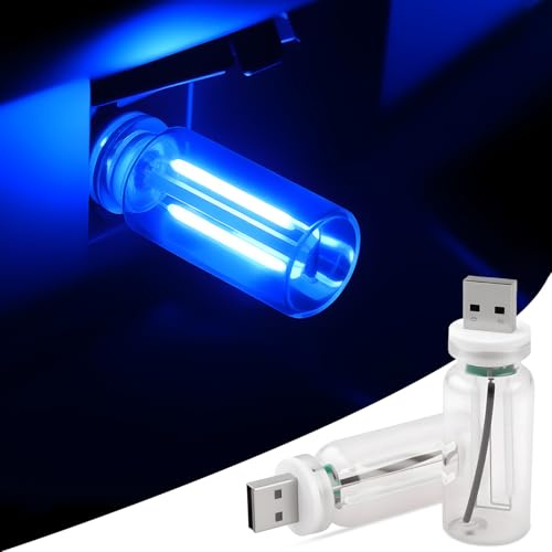 2Pcs Car USB Lights, Plug-in Retro Car Ambient Lighting Kit Dimmable, Blue