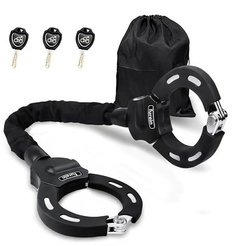 E Scooter Schloss 8mm Handschellenschloss mit Schlüssel, A3 Stahl Hochsicherheits Fahrradschloss 65cm,Silikon Schutz Gegen Kratzer, Wetterfest für E-Scooter Fahrrad E-Bike Motorrad