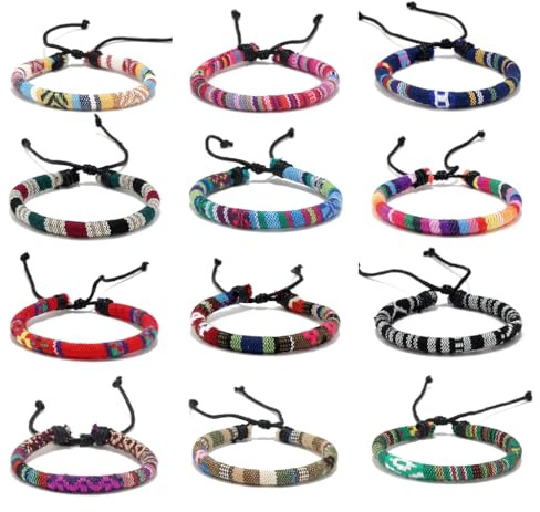 Kalttoy 12 Stück personalisierte gewebte Armband-Kollektion, trendiges, geflochtenes Armband für Damen