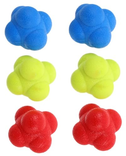 MUELODSIC 6 Piezas Bolas de Reacción Hexagonales para Entrenamiento de y Agilidad Mejora Coordinación Mano-Ojo Equipo Entrenamiento Porteros y Hockey Pelotas para Interior y Fitness