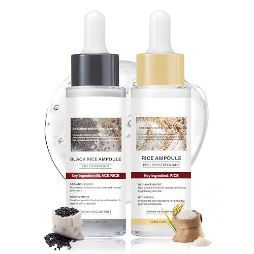 Weißer & Schwarzer Reis Gesichtspeeling – Peeling Gesicht 2PCS - Mitesserentferner Porenreiniger Gesicht - Glättend Reispeeling Glow Serum - White & Black Peel Shot - Gesichtspeeling Frau & Mann