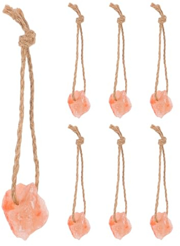 KICHOUSE 7 blocchi di sale minerale naturale su corda per l'alimentazione del bestiame (bovini, cervi, capre e altri animali da allevamento, circa 30-50 g)