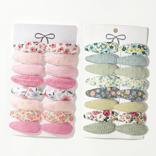 32 Pack Baby Hair Clips for Girls Floral Patterns Snap Hair Clips, Kids Hair Accessories Plaid Cloth Toddler Hair Accessories Barrettes for Infant & School Age Children Gifts (Style 1)