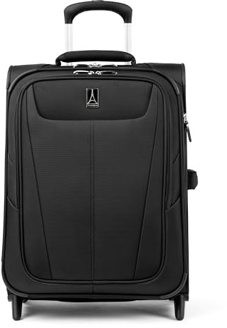 Travelpro Maxlite 5 Softside erweiterbares aufrechtes Handgepäck mit 2 Rädern, Leichter Koffer, Herren und Damen, Schwarz, Handgepäck 56x41x20 cm