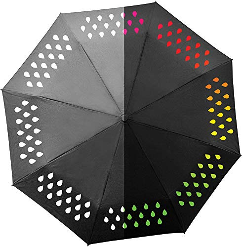 Suck UK Parapluie arc-en-ciel à changement de couleur et parapluie compact pliable et résistant au vent pour homme et femme Parapluie arc-en-ciel parapluie coupe-vent pour adulte, Noir, 18x5x5 cm,