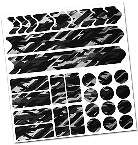 AlphaShield Bicycle Frame Protector, Chain Stays Protection Film Sticker, Carbon MTB BMX Paint Protection Film, R159 R161, 28-Piece Set, Black, Carbon Fiber Style, Outdoor Use, Bike