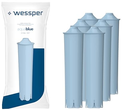 Wessper Vattenfilterpatroner för kaffebryggare, filterpatroner för helautomatiska kaffemaskiner, kompatibla med Jura 71312 Blue, GIGA, ENA, Micro, IMPRESSA – 6 stycken