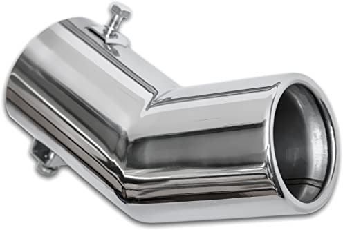 Recambo Auspuffblende Endrohr EDELSTAHL Chrom Abgewinkelt | 172 x 63 mm | Endrohrblende Auspuff Blende Plug&Play UNIVERSAL