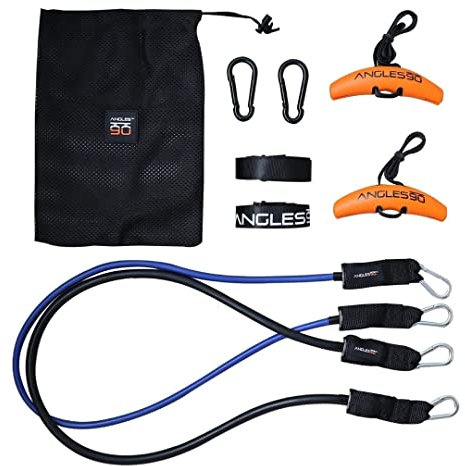 Angles90 Dynamische Fitness Griffe - Befestigbar an Klimmzugstangen - Für Latzug Maschinen & Rudergeräten - Ideal für Kabelzug & Kraftmaschinen - Zughilfen Krafttraining - Resistance Bands Set