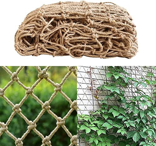Filet de Support pour Plantes 2m x 5m, respectueux de l'environnement, biodégradable, en Toile de Jute compostable Naturelle, Filet de Jardin Naturel pour Pois et Haricots pour Grimper, tomates