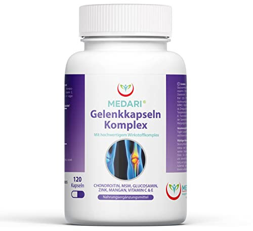 Medari Gelenk Komplex Kapsel Gelenke Beine & Knie | Glucosamin |Chondroitin| MSM| Vitamin C | VItamin E| Zink| | Mangan -Magnesiumsalze pflanzlich)