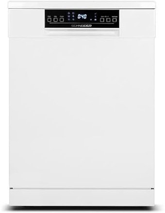 SCHNEIDER SDW1542BDIW, Lave vaisselle, Pose libre, 15 couverts, 6 Programmes, Départ différé, Tiroir à couverts, Moteur inverter, Pieds ajustables, Demi charge, Top amovible, Blanc