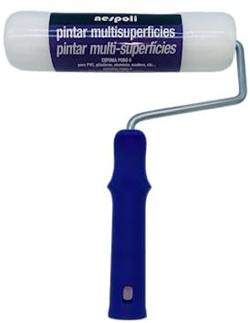 Nespoli Rodillo de Pintura Espuma, 22 cm, Poro 0, MultiSuperficies, Espuma de Poliuretano, Mango Violeta