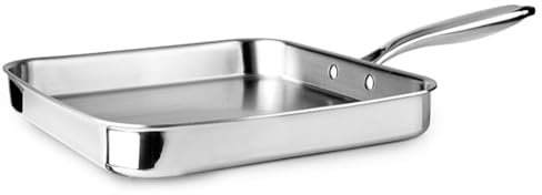 IBILI - Grill Triply Natural 28 Cm, Acero inoxidable, Apto para induccion, sin antiadherente