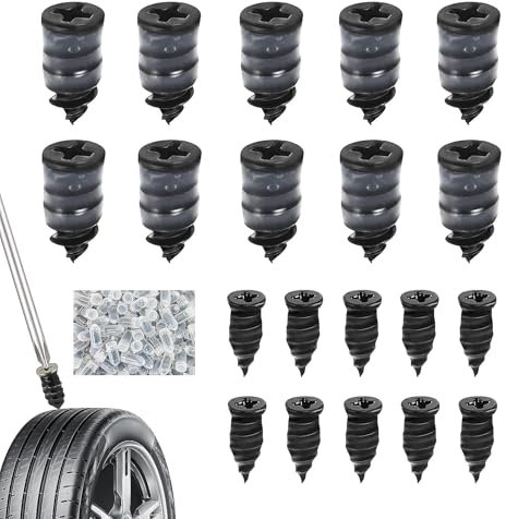 beejune 20 Stücktyre Repair Kit, Motorradreifen Reparaturset, Motorrad Reifen, Vakuum Reifen Reparatur Nagel, Für Fahrradflickzeug, Pkw, LKW, Wohnwagen U. Mehr (10S + 10L)