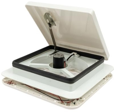 KAUITOPU Ventilatore da tetto per camper, 12 V, con luce LED, 10 grandi ali da 30 m³/min