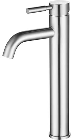 Minnhua Waschtischarmatur mit Einhebelmischer Wasserhahn Bad Hoch Badarmatur Waschbecken Armaturen Badezimmer Edelstahl Waschbeckenarmatur Waschtischarmaturen mit Hoher Auslauf Silber(Hoch)