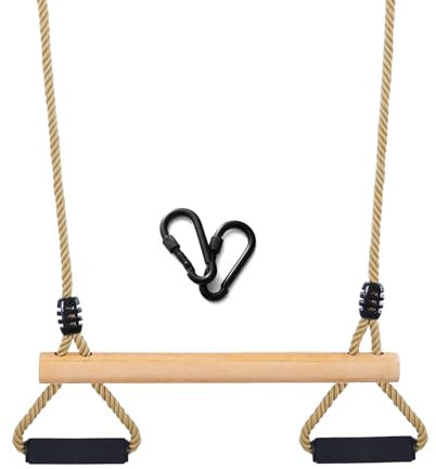 Trapèze Balançoire,Enfants Balançoire Extérieure en Bois,Trapèze Multifonction en Bois pour Intérieur& Extérieur （Noir）