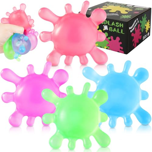4 Stück Spritzwasser-Stressball Set - Weicher Quetschball für Erwachsene & Kinder - Ideal für Büro, Schule & Autismus-Therapie - Unterstützt Stressabbau, Sensorik & Feinmotorik Stress Ball Squishy