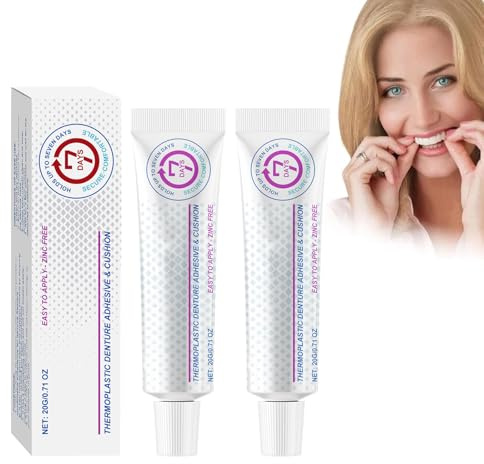 Adheza Dental Adhesive, Adheza Denture Fixative, Strong Hold Denture Adhesive Cream (2pcs)