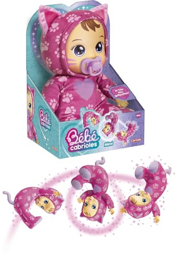 Lansay| MON BÉBÉ CABRIOLES – MIMI IL GATTO | Bambola interattiva in pigiama da gattino | Fa capriole divertenti | Corpo morbidissimo | Giocattolo educativo 2+ anni | Neonato maschio o femmina