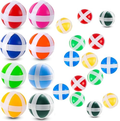 LATRAT 40 stycken barn kardborrebollspel fångstbollspel set reservbollar paddle boll spel kardborreband kast för inomhus utomhus, 8 färger